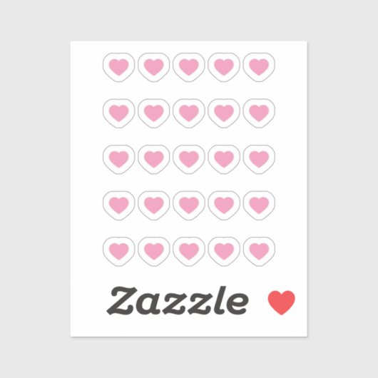 Mini roze harten Stickers instellen (Vel)