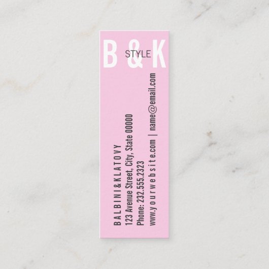 Mini roze mini visitekaartje (Achterkant)