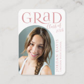 Mini Roze Modern Arch Foto Afstuderen uitnodiging Informatiekaartje (Voorkant)