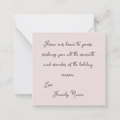 Mini Roze Poinsettia Niet-confessionele Kerstmis Notitiekaartje (Achterkant)