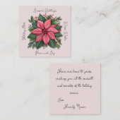 Mini Roze Poinsettia Niet-confessionele Kerstmis Notitiekaartje (Voorkant / Achterkant)