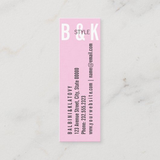 Mini roze visitekaartje (Achterkant)