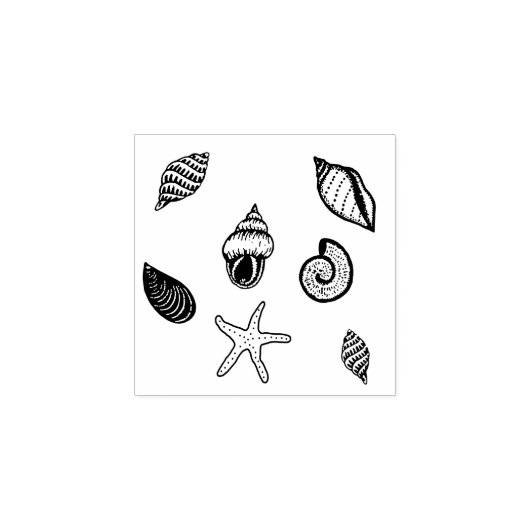 Mini rubber stempel patroon zeeschelpen (Afrduk)
