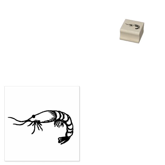 Mini rubberstempel garnalen, zeevruchten stempel (Gestempeld)