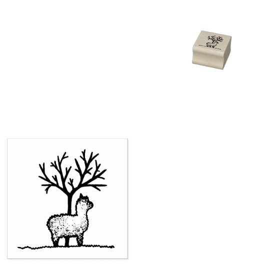 Mini rubberstempel lama, alpaca rubberstempel (Gestempeld)