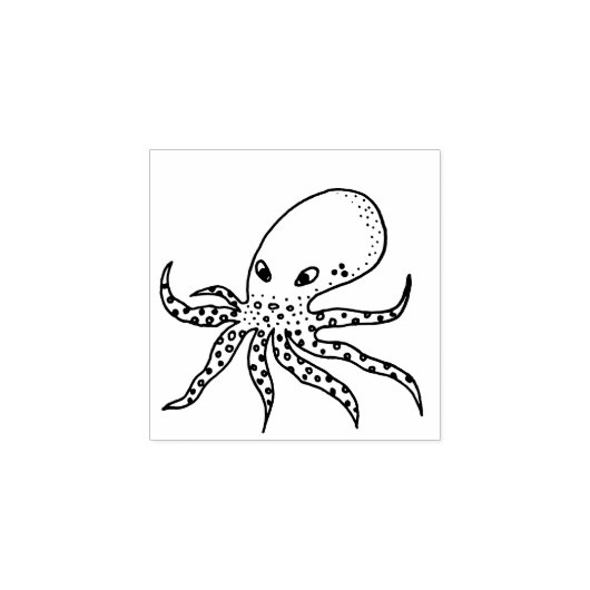 Mini rubberstempel octopus, inktvis stempel, marin (Afrduk)