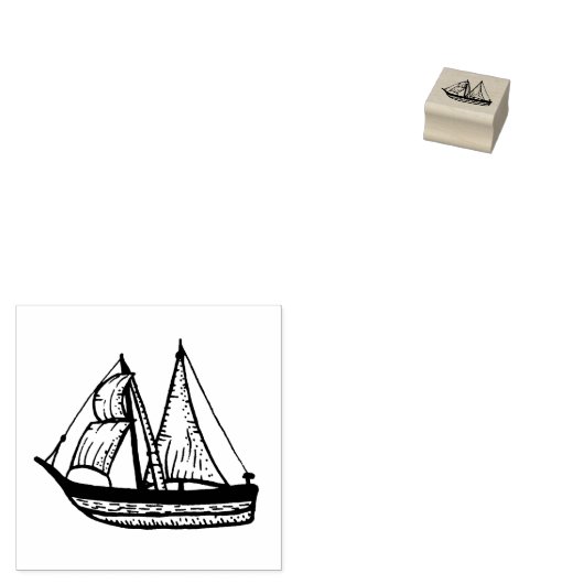 Mini rubberstempel zeilschip, reisstempel (Gestempeld)