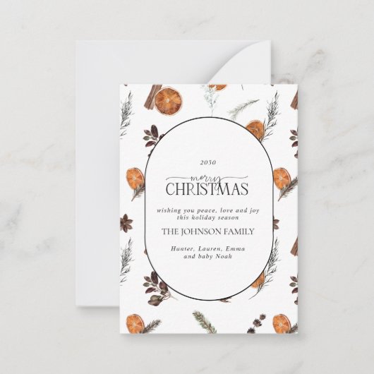 Mini rustiek Sinaasappel boog vrolijk kerstscript Notitiekaartje (Voorkant)