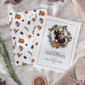 Mini Rustiek Sinaasappel Foto Krans Vrolijk Kerstf Notitiekaartje