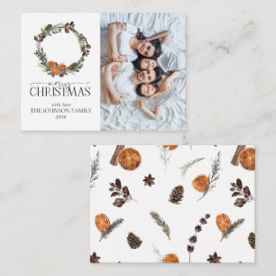 Mini Rustiek Sinaasappel krans foto Vrolijk kerstf Notitiekaartje