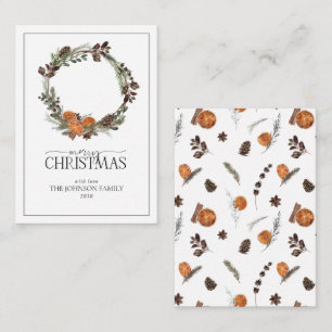 Mini Rustiek Sinaasappel Krans Vrolijk kerstscript Notitiekaartje