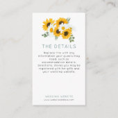 MINI Rustieke Zonnebloemen Wildbloemen Bruiloft De Informatiekaartje (Voorkant)