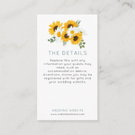MINI Rustieke Zonnebloemen Wildbloemen Bruiloft De Informatiekaartje