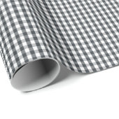 Mini schemerblauwe gingham geruite patroon op wit cadeaupapier (Rol Hoek)