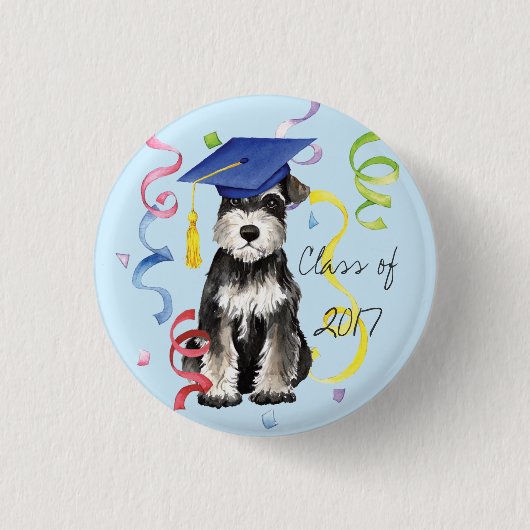 Mini Schnauzer Afstuderen Ronde Button 3,2 Cm (Voorkant)