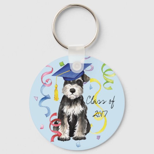 Mini Schnauzer Afstuderen Sleutelhanger (Voorkant)