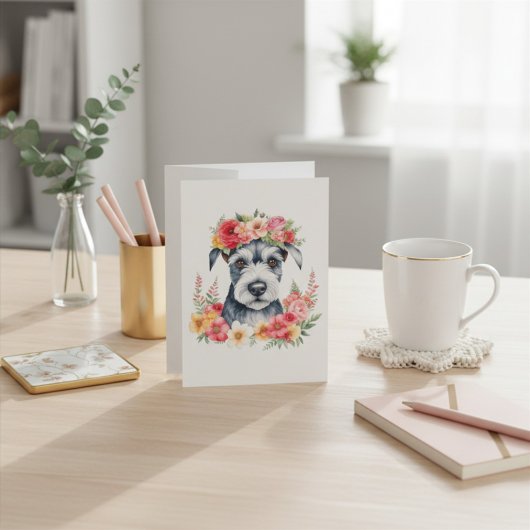 Mini Schnauzer Bloem Kerstkaart
