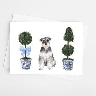 Mini Schnauzer Dog Puppy Topiary Waterverf Kaart