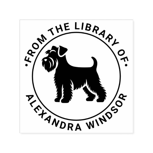 Mini Schnauzer Dog Standing Sil Library Boeknaam Zelfinktende Stempel (Design)