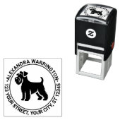 Mini Schnauzer Dog Standing Sil Naam RET Adres Zelfinktende Stempel (In situ)