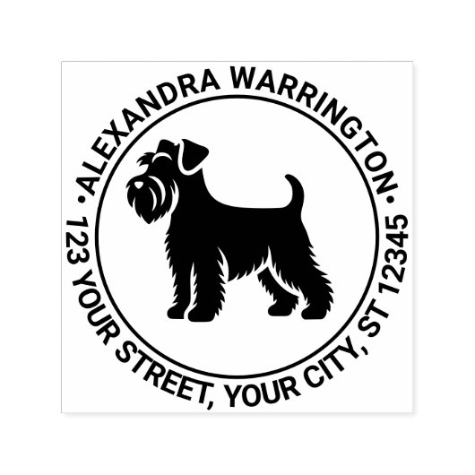 Mini Schnauzer Dog Standing Sil Naam RET Adres Zelfinktende Stempel (Design)