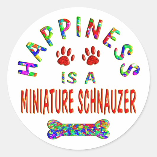 Mini Schnauzer Geluk Ronde Sticker (Voorkant)