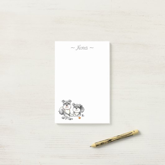 Mini Schnauzer-laptop Post-it® Notes (Op bureau)