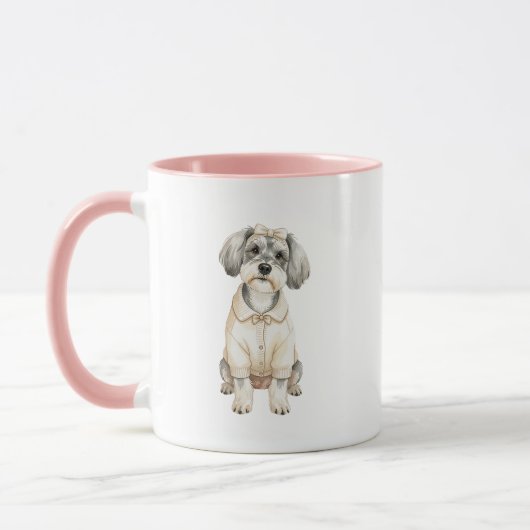 Mini Schnauzer Meisje Hond Illustratie Mok (Links)