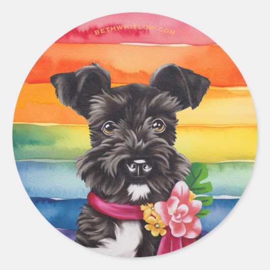 Mini Schnauzer Pride Ronde Sticker (Voorkant)