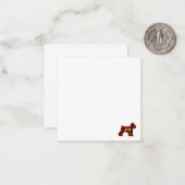 MINI SCHNAUZER RED PLAID MET GOLD JOY NOTITIEKAARTJE (Voorkant / Achterkant in situ)