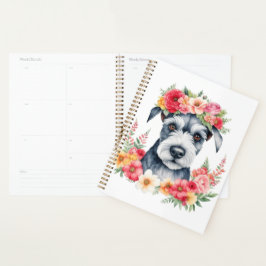Mini Schnauzer Roze Bloemen Kroon rood geel wit Planner