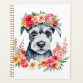 Mini Schnauzer Roze Bloemen Kroon rood geel wit Planner (Voorkant)