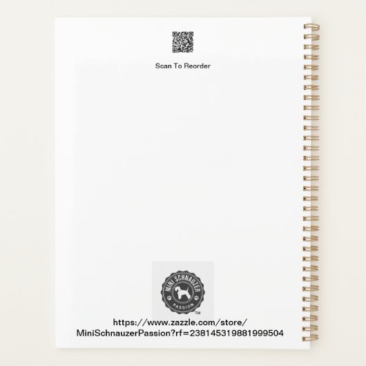 Mini Schnauzer Roze Bloemen Kroon rood geel wit Planner (Achterkant)