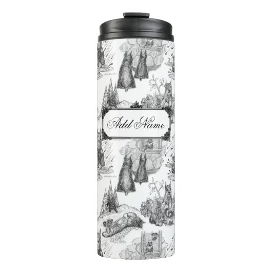 MINI SCHNAUZER Terrier Black Toile w/Custom Name Thermosbeker (Voorkant)