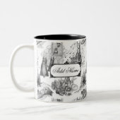 MINI SCHNAUZER Terrier Black Toile w/Custom Name Tweekleurige Koffiemok (Links)