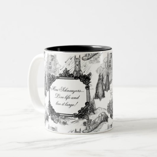 MINI SCHNAUZER Terrier Black Toile w/Customization Tweekleurige Koffiemok (Voorkant links)