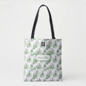 MINI SCHNAUZER Terrier Green Toile w/Custom Name Tote Bag (Voorkant)