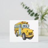 Mini School Bus Cartoon Briefkaart (Staand voorkant)