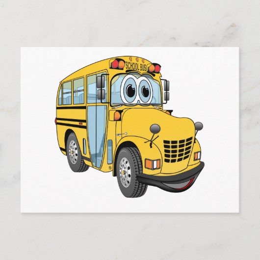 Mini School Bus Cartoon Briefkaart (Voorkant)