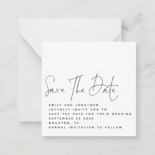 MINI Script Black White Wedding Save the Date Notitiekaartje