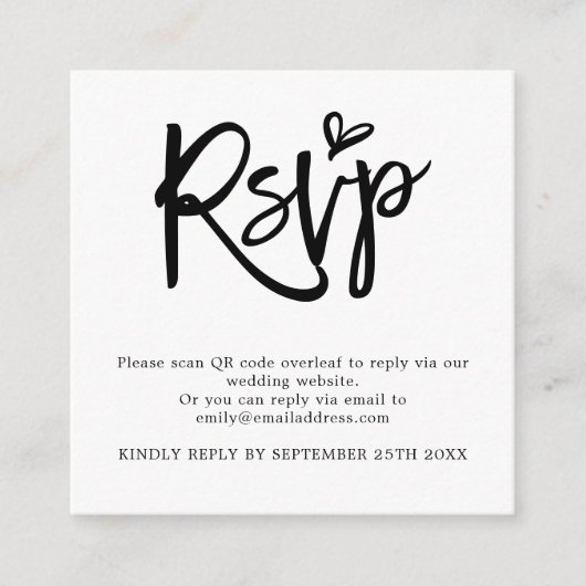 Mini Script QR Code Weddenschap RSVP Enclosure Informatiekaartje (Voorkant)