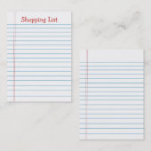 Mini Shopping List Note Paper Visitekaartjes (Voorkant / Achterkant)
