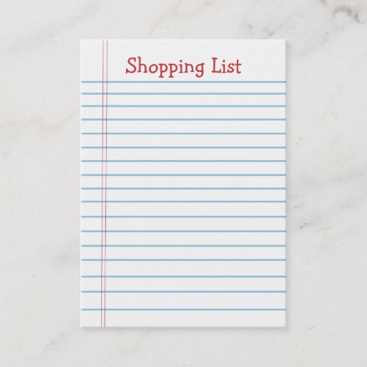 Mini Shopping List Note Paper Visitekaartjes (Voorkant)