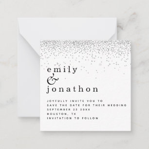 MINI Silver Glitter Minimal Wedding Save the Date Notitiekaartje