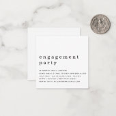 MINI Simple Black White Engagement Party Notitiekaartje (Voorkant / Achterkant in situ)