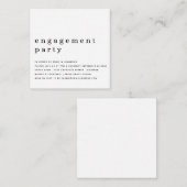 MINI Simple Black White Engagement Party Notitiekaartje (Voorkant / Achterkant)