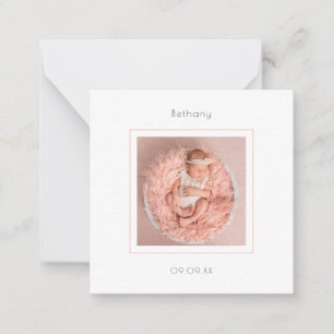 MINI Simple Photo Baby Girl Birth Announding Notitiekaartje