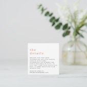 MINI Simple Typography Terracotta Wedding Details Informatiekaartje (Staand voorkant)