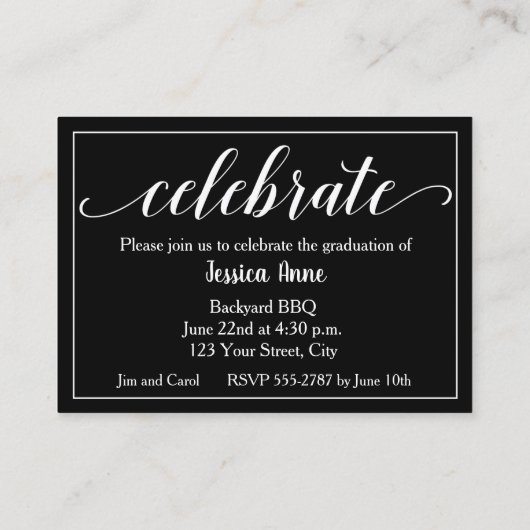 MINI Size Afstuderen Foto Glossy Uitnodiging Kaart (Achterkant)