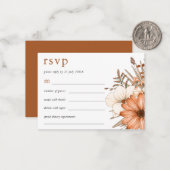MINI SIZE Elegant Autumn Florals Wedding RSVP Notitiekaartje (Voorkant / Achterkant in situ)